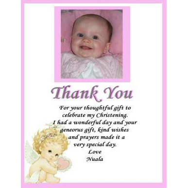 Christening pinted giveaway of thanks
