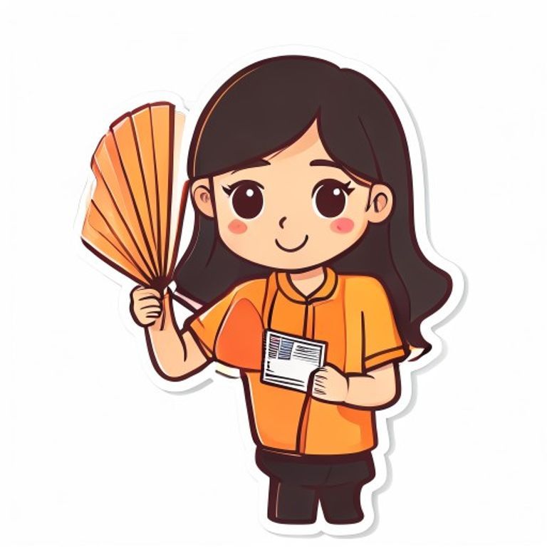 Sticker-style Filipino employee showing a PVC ID card