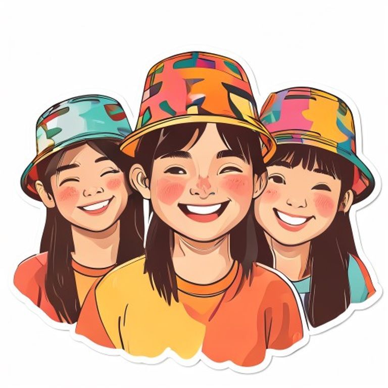 Sticker-style cool Filipino teen wearing a custom bucket hat