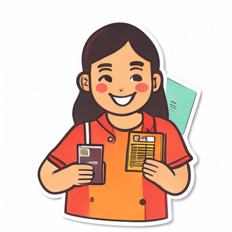 Sticker-style cartoon Filipino student getting ID photo taken at Achie's Printing Davao