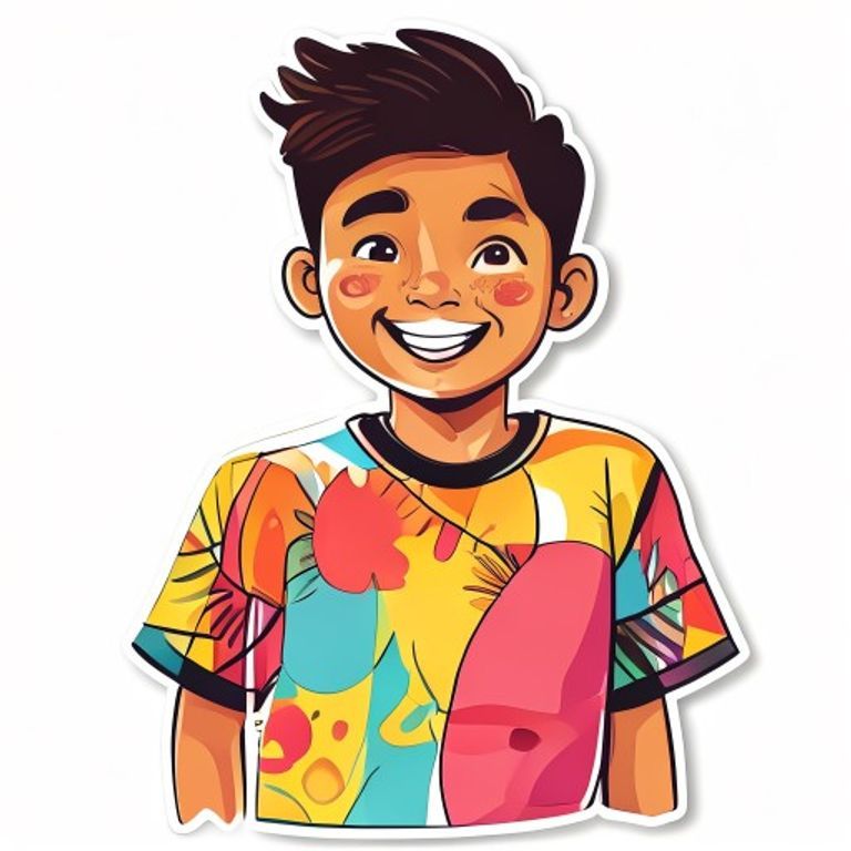 Sticker-style Filipino friends in matching custom printed shirts